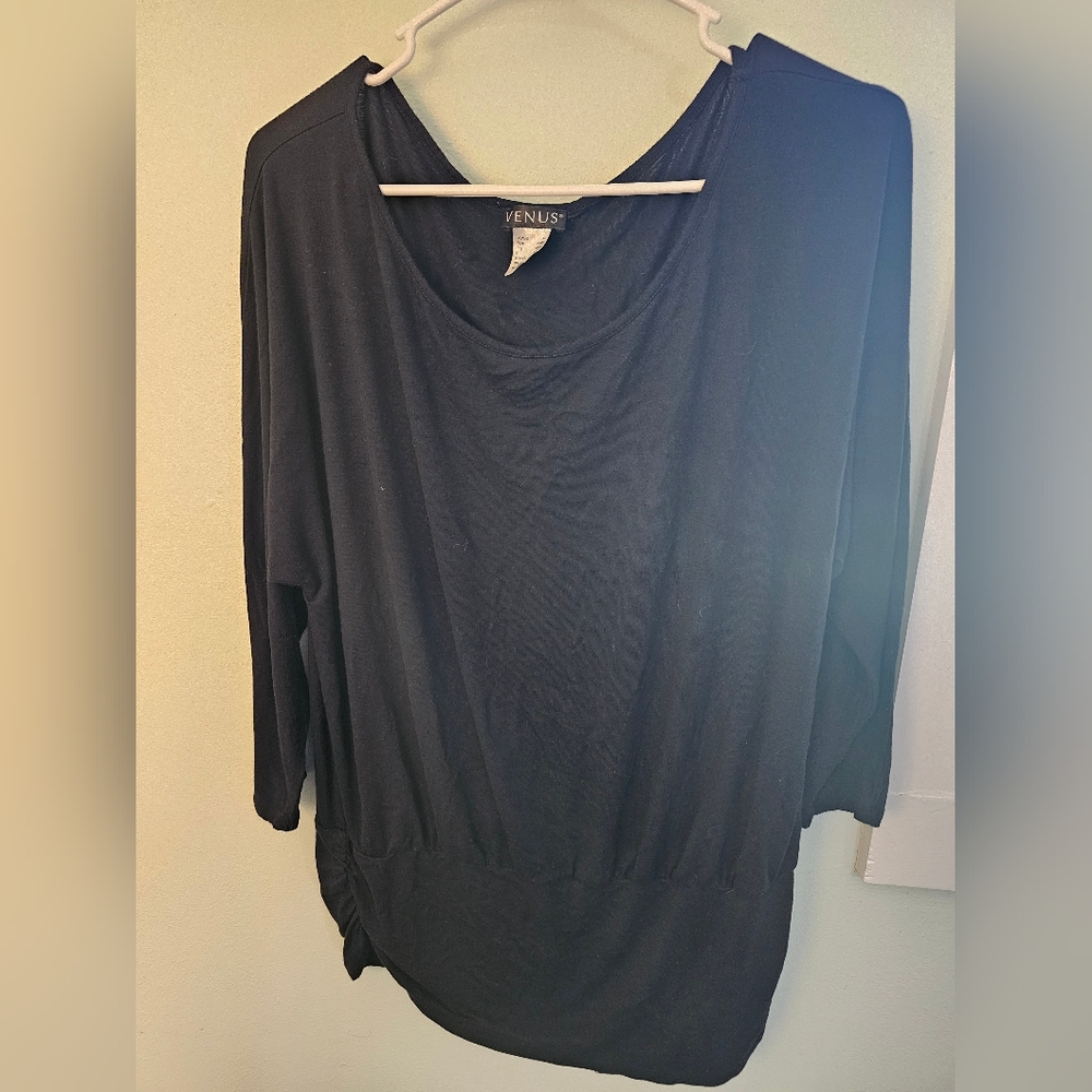 VENUS Black 3/4 Sleeve Top Banded Bottom XL